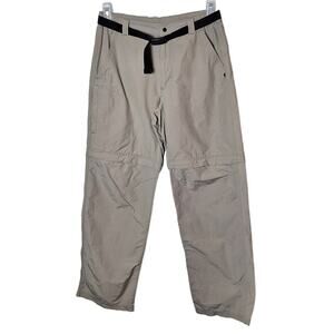Koppen Men's Small Beige Belted Convertible Zip- off Hiking Gorpcore Pants